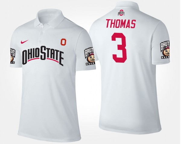 Ohio State Buckeyes Michael Thomas Men's #3 White College Football Polo 2404TSBD4